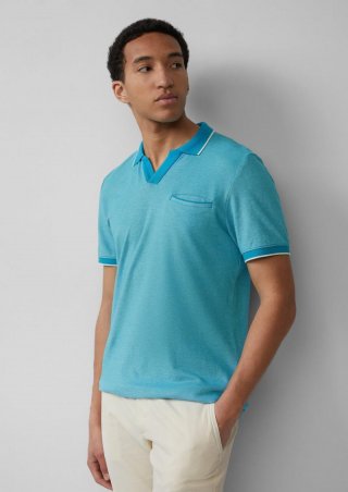 s.Oliver Poloshirt aus zweifarbigem Piqué mit Brusttasche - pastelltürkis