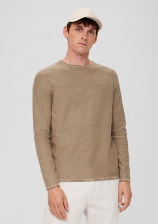 s.Oliver Pullover mit Garment Dye - sandfarben