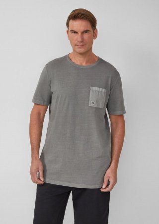 s.Oliver T-Shirt mit Brusttasche und Garment Dye - grau meliert