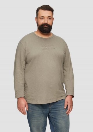 s.Oliver Meliertes Longsleeve aus Jersey mit Logo-Print - hellbraun