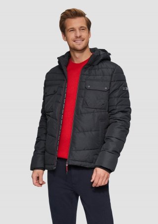s.Oliver Gesteppte Jacke mit abnehmbarer Kapuze - schwarz