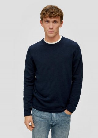 s.Oliver Strickpullover mit Rollkante - navy