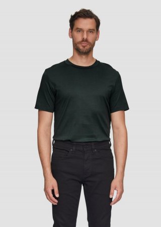 s.Oliver T-Shirt im Slim Fit aus mercerisierter Baumwolle - tannengrün