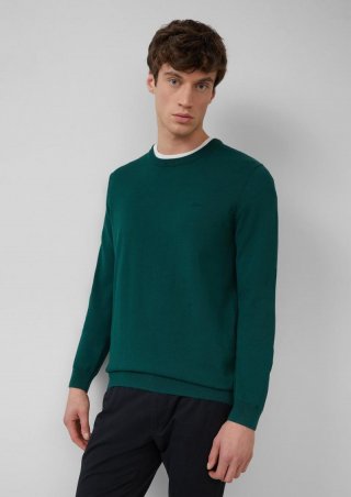 s.Oliver Strickpullover mit Logo-Stickerei - olivgrün