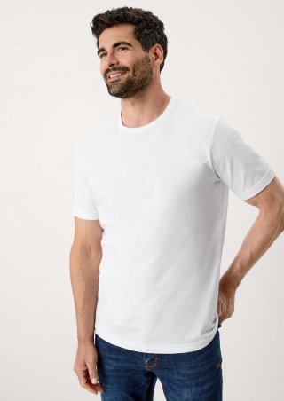s.Oliver Baumwoll-T-Shirt mit Logo-Print - weiß