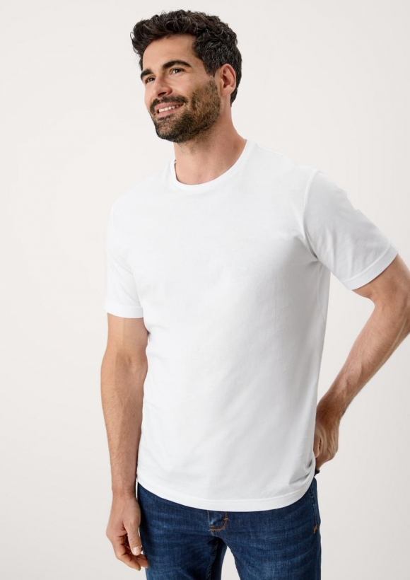 s.Oliver Baumwoll-T-Shirt mit Logo-Print - weiß