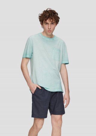 s.Oliver T-Shirt aus reiner Baumwolle mit Brusttasche - helles türkis