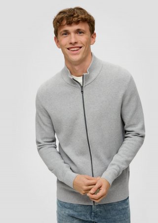 s.Oliver Strickjacke mit Stehkragen - grau meliert
