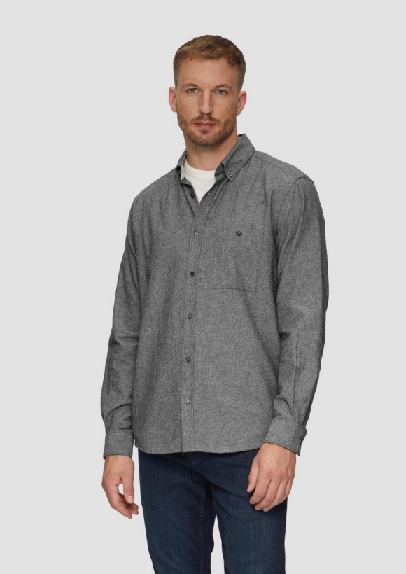 s.Oliver Regular Fit: Strukturiertes Hemd mit Button-Down-Kragen - navy