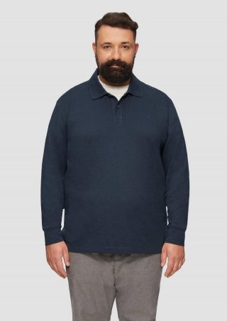s.Oliver Poloshirt aus Piqué mit Logo-Stickerei - navy