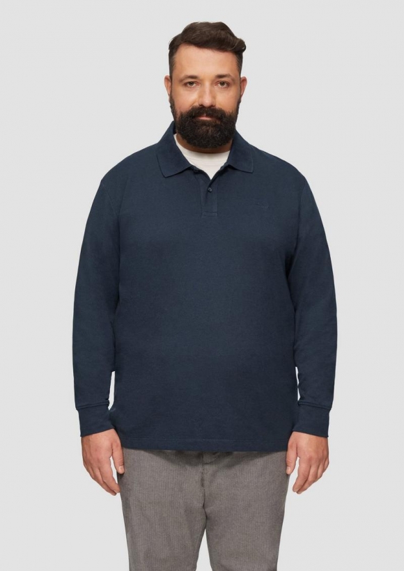 s.Oliver Poloshirt aus Piqué mit Logo-Stickerei - navy