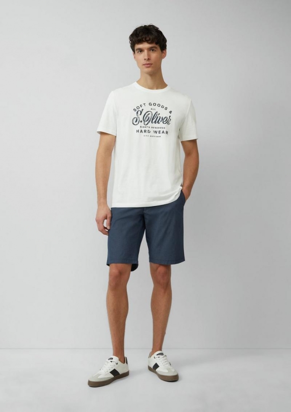 s.Oliver Phoenix: Strukturierte Chino-Shorts mit Elastikbund - tiefblau