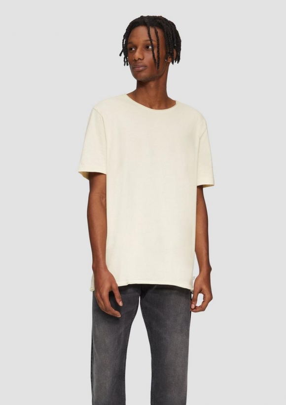 s.Oliver Gewaschenes T-Shirt mit Rollsaum - beige