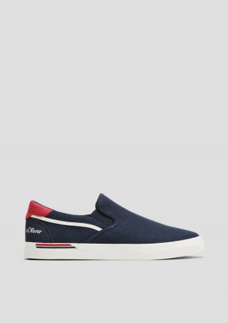 s.Oliver Textil-Slipper mit Gummisohle und Logo-Detail - blau
