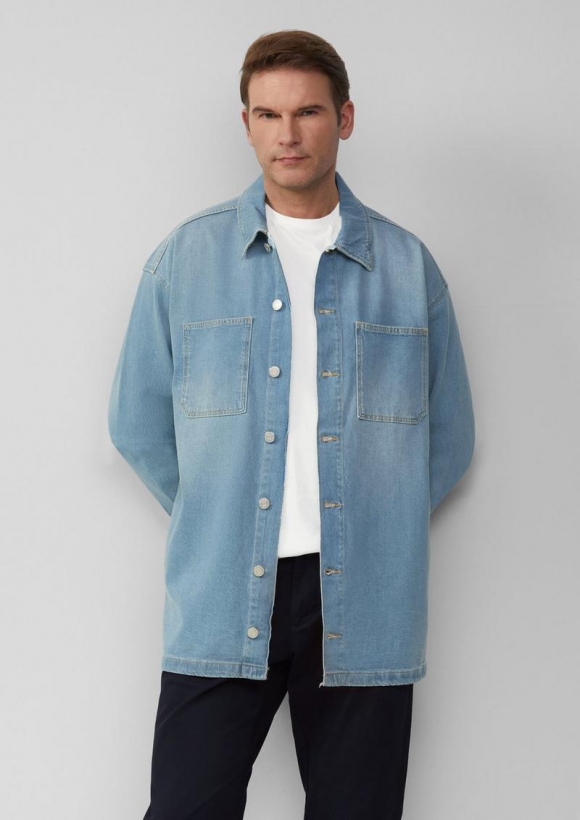 s.Oliver Overshirt aus Denim mit aufgesetzten Taschen - blau