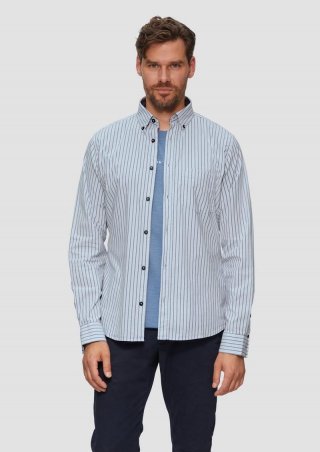 s.Oliver Slim Fit: Hemd aus Baumwollstretch - hellblau