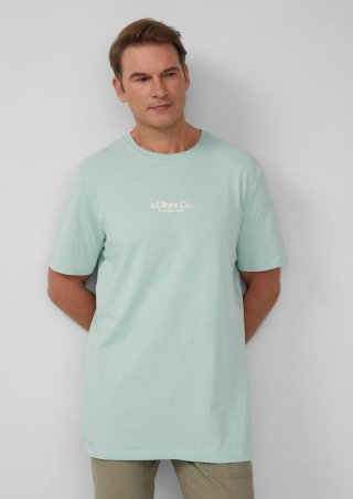 s.Oliver T-Shirt aus Baumwolle mit Logo-Print - türkis