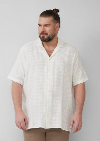 s.Oliver Resort Fit: Oversized-Hemd aus Jacquard mit Waschung - weiß