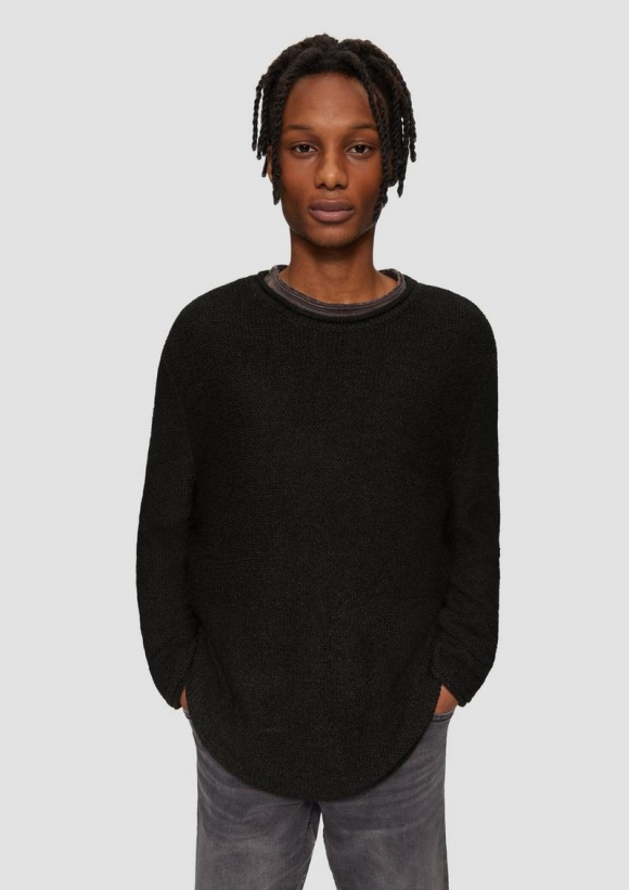 s.Oliver Strickpullover mit Rollkante - schwarz