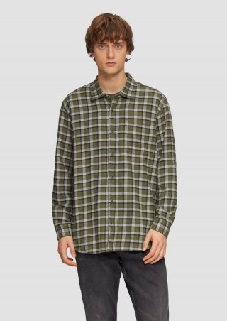 s.Oliver Regular Fit: Flanellhemd mit aufgesetzter Tasche - olivgrün