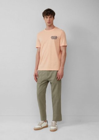 s.Oliver Detroit: Cropped-Hose aus Leinenmix im Relaxed Fit - olivgrün