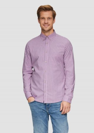s.Oliver Slim Fit: Hemd aus Baumwollstretch - flieder
