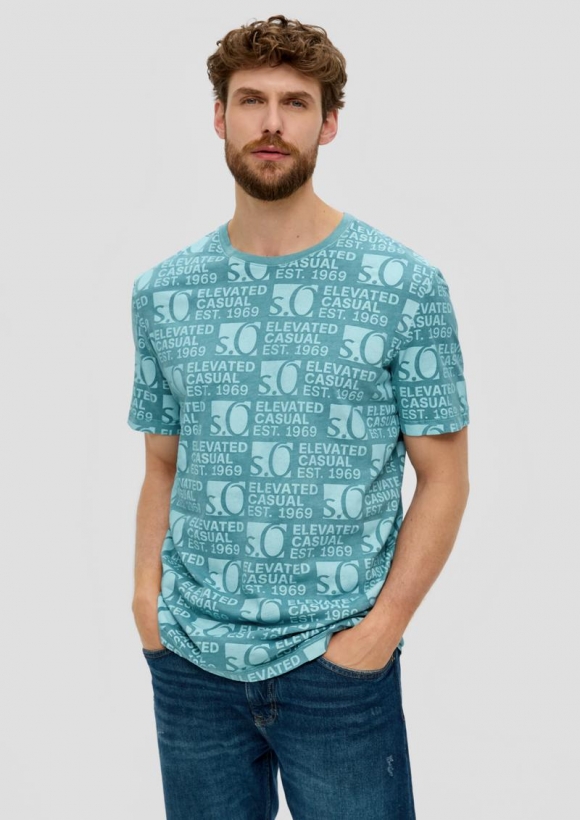 s.Oliver T-Shirt mit Logo-Print - helles petrol