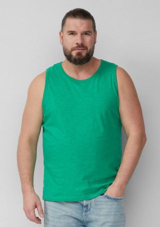 s.Oliver Baumwoll-Tanktop mit Flammgarnstruktur - grün