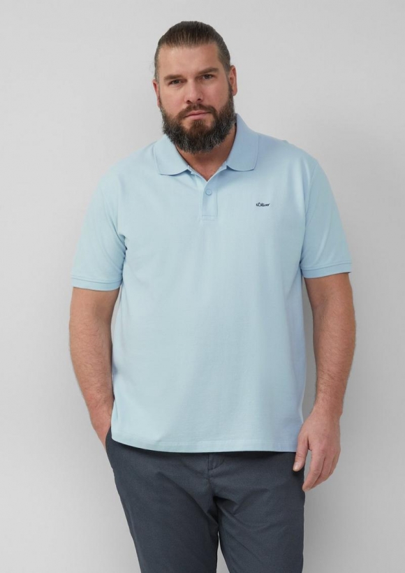 s.Oliver Poloshirt mit Logo-Stickerei - hellblau