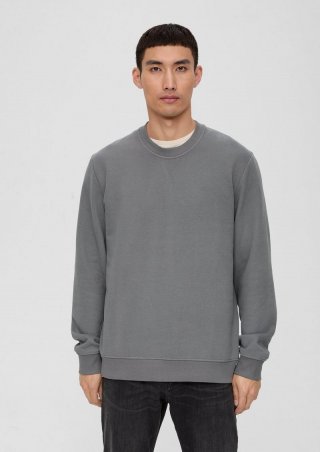 s.Oliver Sweatshirt mit Logo-Detail - grau meliert