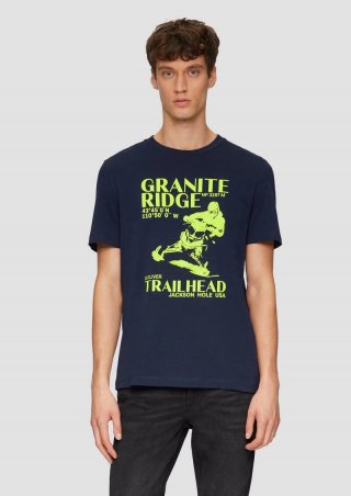 s.Oliver Crew-Neck-Shirt mit Frontprint - navy