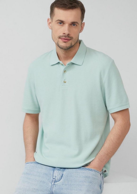 s.Oliver Poloshirt aus Waffelpiqué - türkis