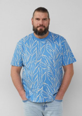 s.Oliver Baumwoll-T-Shirt mit All-over-Print - blau