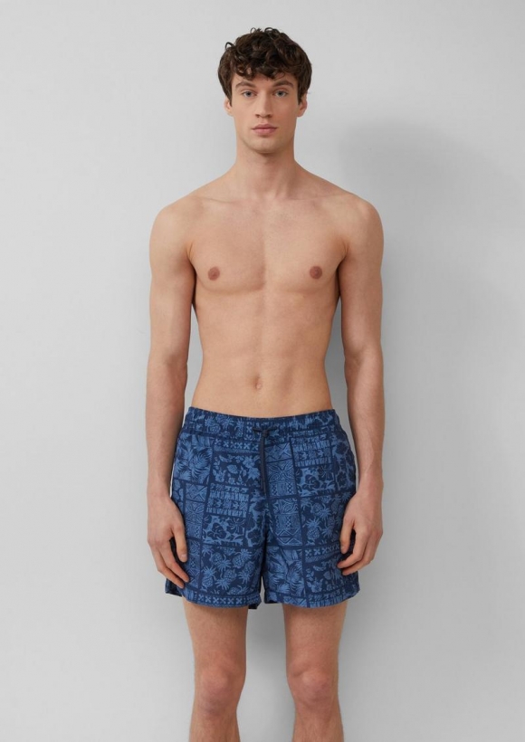 s.Oliver Badeshorts mit All-over-Print und Eingrifftaschen - tiefblau