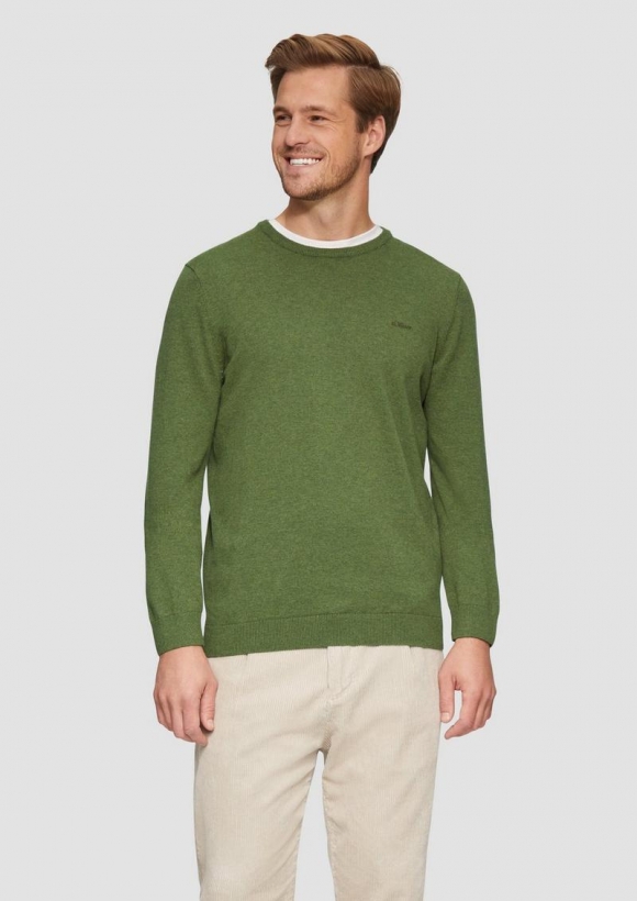 s.Oliver Strickpullover mit Logo-Stickerei - guacamole