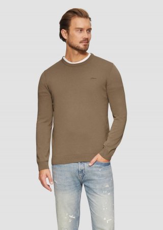 s.Oliver Strickpullover mit Logo-Stickerei - sandstein