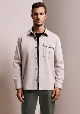 s.Oliver Softes Overshirt im Relaxed Fit mit Eingrifftaschen - helles beige