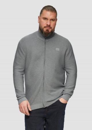 s.Oliver Strukturierte Strickjacke mit Logo-Patch - schiefergrau