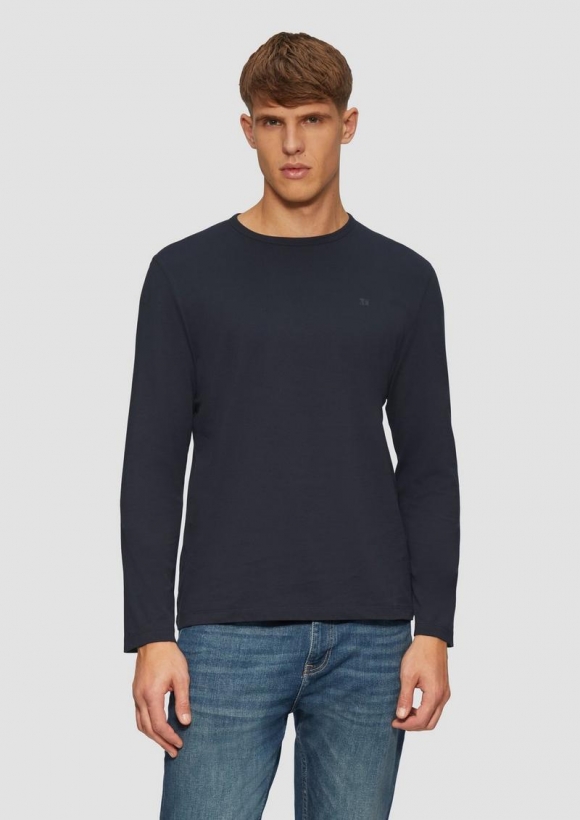 s.Oliver Softes Longsleeve aus Jersey mit Logo-Detail - navy