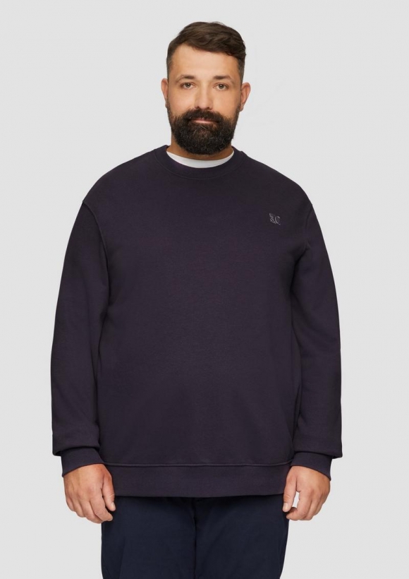 s.Oliver Sweatshirt aus Baumwollmix mit Logo-Detail - aubergine