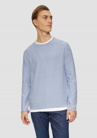 s.Oliver Gewaschener Strickpullover mit Rollkante - himmelblau