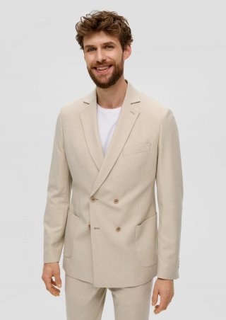 s.Oliver s.O PURE: Doppelreihiges Sakko im Leinen-Look - beige