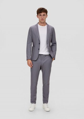 s.Oliver Slim: Karierte Jogg Suit-Hose - graphit