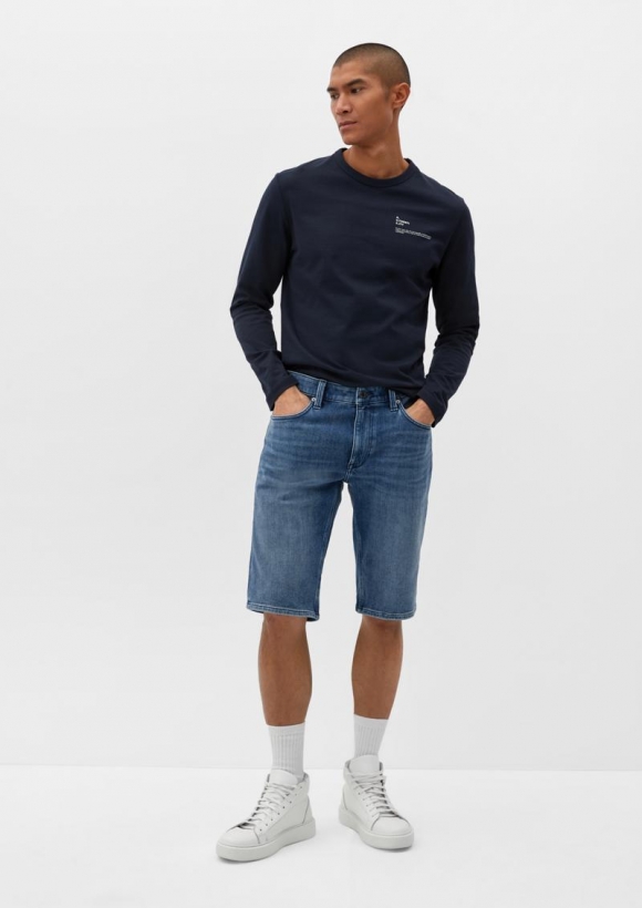 s.Oliver Jeans-Shorts / Regular Fit / Mid Rise / Straight Leg - dunkelblau