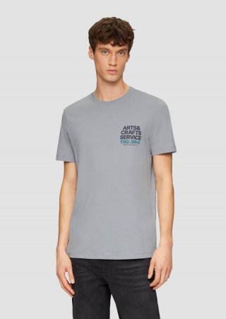 s.Oliver T-Shirt mit Crew Neck und Frontprint - schiefergrau
