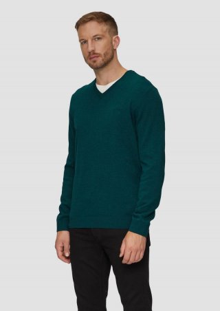 s.Oliver Strickpullover mit Logo-Stickerei - petrol
