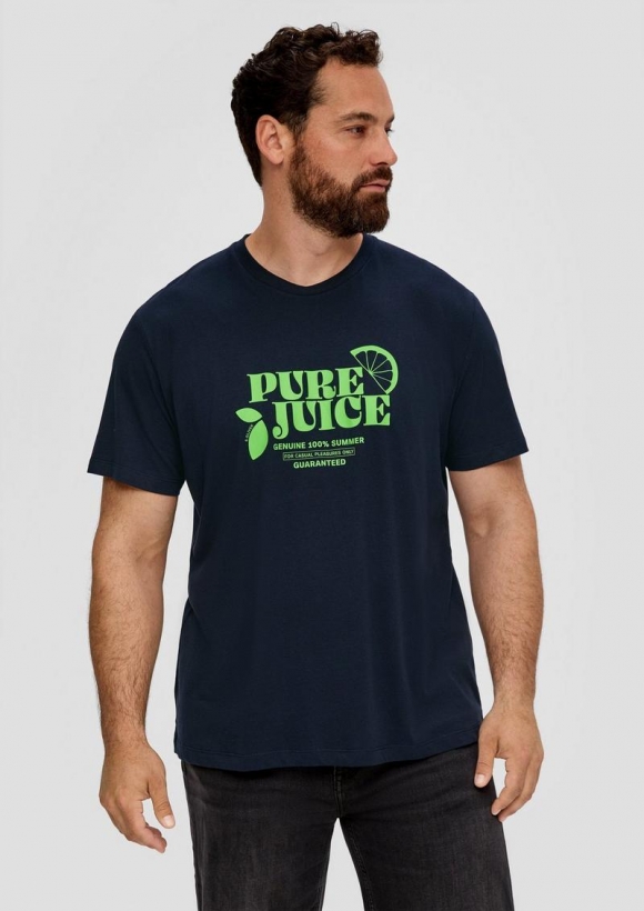s.Oliver Baumwoll-T-Shirt mit Frontprint - navy