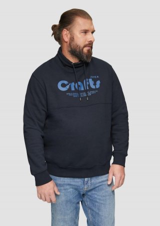 s.Oliver Sweatshirt mit Frontprint und Snood-Kragen - navy