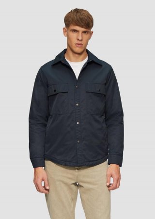 s.Oliver Gefüttertes Twill-Overshirt mit Brusttaschen - navy