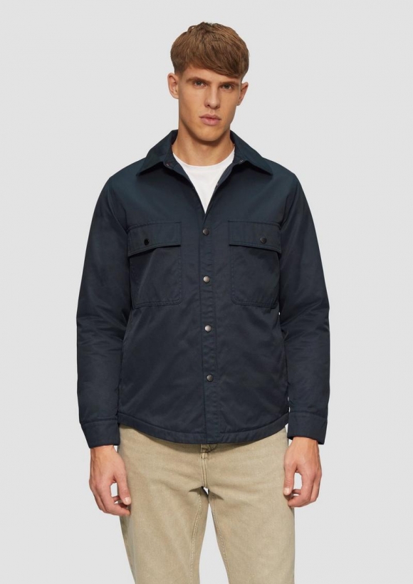 s.Oliver Gefüttertes Twill-Overshirt mit Brusttaschen - navy